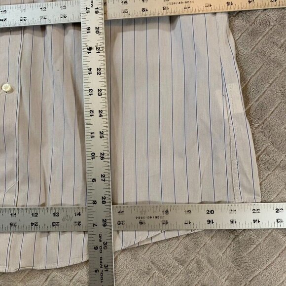 Tommy Hilfiger Mens Large Dress Shirt Regular Fit White Striped Long Sleeve - Picture 8 of 16
